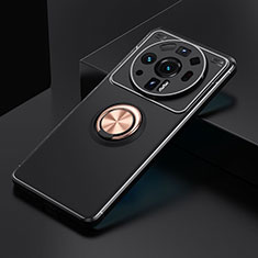 Silikon Hülle Handyhülle Ultra Dünn Schutzhülle Tasche Flexible mit Magnetisch Fingerring Ständer A02 für Xiaomi Mi 12 Ultra 5G Gold