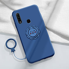 Silikon Hülle Handyhülle Ultra Dünn Schutzhülle Tasche Flexible mit Magnetisch Fingerring Ständer A03 für Oppo A8 Blau
