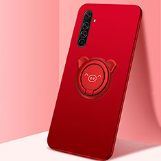 Silikon Hülle Handyhülle Ultra Dünn Schutzhülle Tasche Flexible mit Magnetisch Fingerring Ständer A03 für Realme X50 Pro 5G Rot
