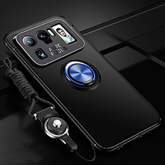 Silikon Hülle Handyhülle Ultra Dünn Schutzhülle Tasche Flexible mit Magnetisch Fingerring Ständer A03 für Xiaomi Mi 11 Ultra 5G Blau und Schwarz