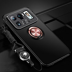 Silikon Hülle Handyhülle Ultra Dünn Schutzhülle Tasche Flexible mit Magnetisch Fingerring Ständer A03 für Xiaomi Mi 11 Ultra 5G Gold