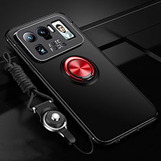 Silikon Hülle Handyhülle Ultra Dünn Schutzhülle Tasche Flexible mit Magnetisch Fingerring Ständer A03 für Xiaomi Mi 11 Ultra 5G Rot und Schwarz