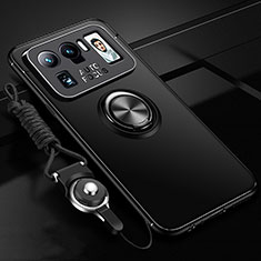 Silikon Hülle Handyhülle Ultra Dünn Schutzhülle Tasche Flexible mit Magnetisch Fingerring Ständer A03 für Xiaomi Mi 11 Ultra 5G Schwarz