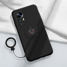 Silikon Hülle Handyhülle Ultra Dünn Schutzhülle Tasche Flexible mit Magnetisch Fingerring Ständer A03 für Xiaomi Mi 12 5G Schwarz