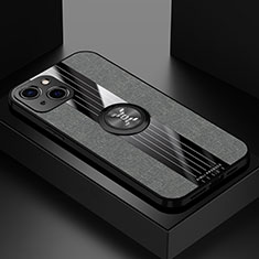 Silikon Hülle Handyhülle Ultra Dünn Schutzhülle Tasche Flexible mit Magnetisch Fingerring Ständer A04 für Apple iPhone 13 Mini Grau