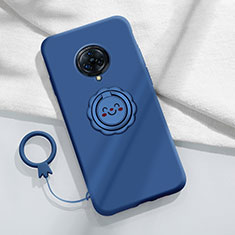 Silikon Hülle Handyhülle Ultra Dünn Schutzhülle Tasche Flexible mit Magnetisch Fingerring Ständer A04 für Vivo Nex 3 Blau