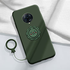 Silikon Hülle Handyhülle Ultra Dünn Schutzhülle Tasche Flexible mit Magnetisch Fingerring Ständer A04 für Vivo Nex 3 Grün
