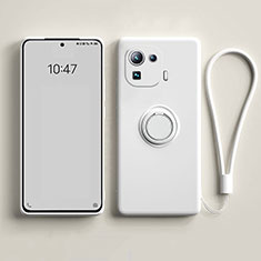 Silikon Hülle Handyhülle Ultra Dünn Schutzhülle Tasche Flexible mit Magnetisch Fingerring Ständer A04 für Xiaomi Mi 11 Pro 5G Weiß