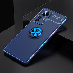 Silikon Hülle Handyhülle Ultra Dünn Schutzhülle Tasche Flexible mit Magnetisch Fingerring Ständer A04 für Xiaomi Mi 12 5G Blau