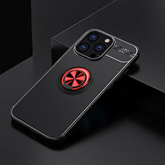 Silikon Hülle Handyhülle Ultra Dünn Schutzhülle Tasche Flexible mit Magnetisch Fingerring Ständer A05 für Apple iPhone 13 Pro Rot und Schwarz