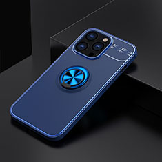 Silikon Hülle Handyhülle Ultra Dünn Schutzhülle Tasche Flexible mit Magnetisch Fingerring Ständer A05 für Apple iPhone 14 Pro Blau