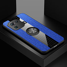 Silikon Hülle Handyhülle Ultra Dünn Schutzhülle Tasche Flexible mit Magnetisch Fingerring Ständer A06 für Xiaomi Mi 11 Pro 5G Blau