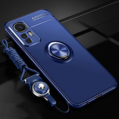 Silikon Hülle Handyhülle Ultra Dünn Schutzhülle Tasche Flexible mit Magnetisch Fingerring Ständer A06 für Xiaomi Mi 12 Pro 5G Blau