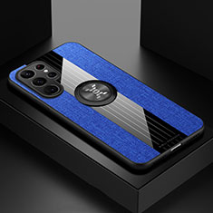 Silikon Hülle Handyhülle Ultra Dünn Schutzhülle Tasche Flexible mit Magnetisch Fingerring Ständer A07 für Samsung Galaxy S23 Ultra 5G Blau