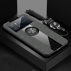 Silikon Hülle Handyhülle Ultra Dünn Schutzhülle Tasche Flexible mit Magnetisch Fingerring Ständer A07 für Vivo iQOO 9 Pro 5G Grau