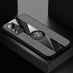 Silikon Hülle Handyhülle Ultra Dünn Schutzhülle Tasche Flexible mit Magnetisch Fingerring Ständer A07 für Xiaomi Mi 12 5G Grau