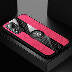 Silikon Hülle Handyhülle Ultra Dünn Schutzhülle Tasche Flexible mit Magnetisch Fingerring Ständer A07 für Xiaomi Mi 12 5G Rot