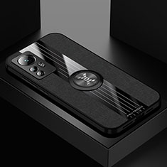 Silikon Hülle Handyhülle Ultra Dünn Schutzhülle Tasche Flexible mit Magnetisch Fingerring Ständer A07 für Xiaomi Mi 12 5G Schwarz