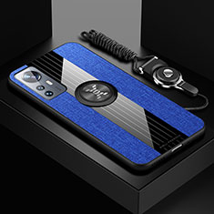 Silikon Hülle Handyhülle Ultra Dünn Schutzhülle Tasche Flexible mit Magnetisch Fingerring Ständer A08 für Xiaomi Mi 12 5G Blau