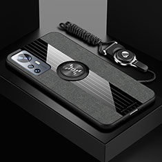 Silikon Hülle Handyhülle Ultra Dünn Schutzhülle Tasche Flexible mit Magnetisch Fingerring Ständer A08 für Xiaomi Mi 12S 5G Grau