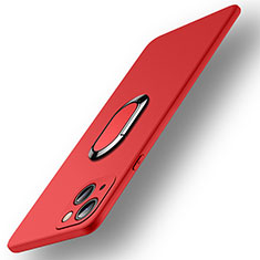 Silikon Hülle Handyhülle Ultra Dünn Schutzhülle Tasche Flexible mit Magnetisch Fingerring Ständer A09 für Apple iPhone 14 Rot