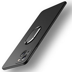 Silikon Hülle Handyhülle Ultra Dünn Schutzhülle Tasche Flexible mit Magnetisch Fingerring Ständer A09 für Apple iPhone 14 Schwarz