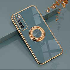 Silikon Hülle Handyhülle Ultra Dünn Schutzhülle Tasche Flexible mit Magnetisch Fingerring Ständer AN1 für Huawei Nova 7 5G Lavendel Grau