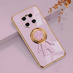 Silikon Hülle Handyhülle Ultra Dünn Schutzhülle Tasche Flexible mit Magnetisch Fingerring Ständer AN2 für Huawei Mate 40 Violett