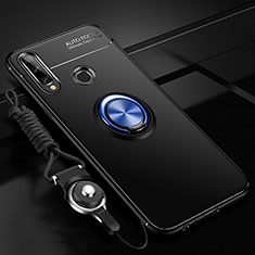Silikon Hülle Handyhülle Ultra Dünn Schutzhülle Tasche Flexible mit Magnetisch Fingerring Ständer für Huawei Enjoy 10 Plus Blau und Schwarz