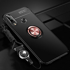 Silikon Hülle Handyhülle Ultra Dünn Schutzhülle Tasche Flexible mit Magnetisch Fingerring Ständer für Huawei Enjoy 10 Plus Gold und Schwarz