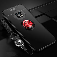 Silikon Hülle Handyhülle Ultra Dünn Schutzhülle Tasche Flexible mit Magnetisch Fingerring Ständer für Huawei Enjoy 20 Plus 5G Rot und Schwarz
