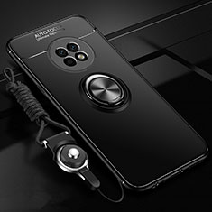Silikon Hülle Handyhülle Ultra Dünn Schutzhülle Tasche Flexible mit Magnetisch Fingerring Ständer für Huawei Enjoy 20 Plus 5G Schwarz