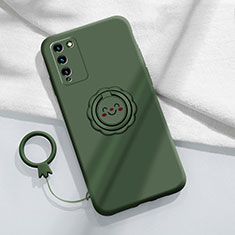 Silikon Hülle Handyhülle Ultra Dünn Schutzhülle Tasche Flexible mit Magnetisch Fingerring Ständer für Huawei Honor 30 Lite 5G Grün