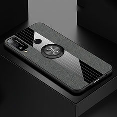 Silikon Hülle Handyhülle Ultra Dünn Schutzhülle Tasche Flexible mit Magnetisch Fingerring Ständer für Huawei Honor Play4T Grau