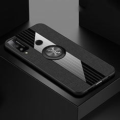 Silikon Hülle Handyhülle Ultra Dünn Schutzhülle Tasche Flexible mit Magnetisch Fingerring Ständer für Huawei Honor Play4T Schwarz