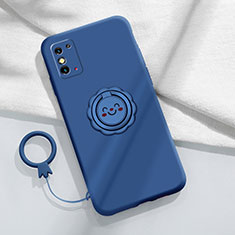 Silikon Hülle Handyhülle Ultra Dünn Schutzhülle Tasche Flexible mit Magnetisch Fingerring Ständer für Huawei Honor X10 Max 5G Blau