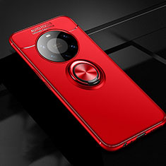 Silikon Hülle Handyhülle Ultra Dünn Schutzhülle Tasche Flexible mit Magnetisch Fingerring Ständer für Huawei Mate 40 Pro+ Plus Rot