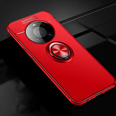 Silikon Hülle Handyhülle Ultra Dünn Schutzhülle Tasche Flexible mit Magnetisch Fingerring Ständer für Huawei Mate 40 Rot