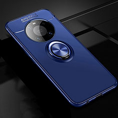 Silikon Hülle Handyhülle Ultra Dünn Schutzhülle Tasche Flexible mit Magnetisch Fingerring Ständer für Huawei Mate 40E Pro 5G Blau