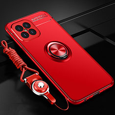 Silikon Hülle Handyhülle Ultra Dünn Schutzhülle Tasche Flexible mit Magnetisch Fingerring Ständer für Huawei Nova 8 SE 5G Rot