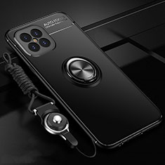 Silikon Hülle Handyhülle Ultra Dünn Schutzhülle Tasche Flexible mit Magnetisch Fingerring Ständer für Huawei Nova 8 SE 5G Schwarz