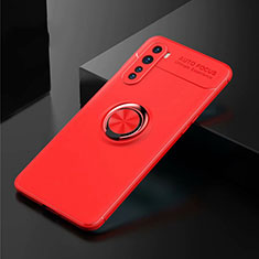 Silikon Hülle Handyhülle Ultra Dünn Schutzhülle Tasche Flexible mit Magnetisch Fingerring Ständer für OnePlus Nord Rot
