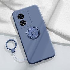 Silikon Hülle Handyhülle Ultra Dünn Schutzhülle Tasche Flexible mit Magnetisch Fingerring Ständer für Oppo A1x 5G Lavendel Grau
