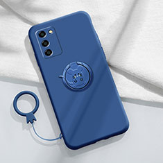 Silikon Hülle Handyhülle Ultra Dünn Schutzhülle Tasche Flexible mit Magnetisch Fingerring Ständer für Oppo A53s 5G Blau