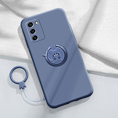 Silikon Hülle Handyhülle Ultra Dünn Schutzhülle Tasche Flexible mit Magnetisch Fingerring Ständer für Oppo A56 5G Lavendel Grau