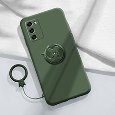 Silikon Hülle Handyhülle Ultra Dünn Schutzhülle Tasche Flexible mit Magnetisch Fingerring Ständer für Oppo A56 5G Nachtgrün