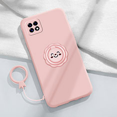 Silikon Hülle Handyhülle Ultra Dünn Schutzhülle Tasche Flexible mit Magnetisch Fingerring Ständer für Oppo A73 5G Rosa