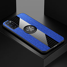 Silikon Hülle Handyhülle Ultra Dünn Schutzhülle Tasche Flexible mit Magnetisch Fingerring Ständer für Oppo A92 Blau