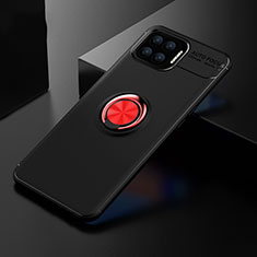 Silikon Hülle Handyhülle Ultra Dünn Schutzhülle Tasche Flexible mit Magnetisch Fingerring Ständer für Oppo A93 Rot und Schwarz