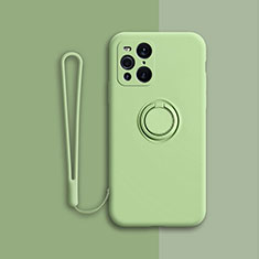 Silikon Hülle Handyhülle Ultra Dünn Schutzhülle Tasche Flexible mit Magnetisch Fingerring Ständer für Oppo Find X3 5G Grün